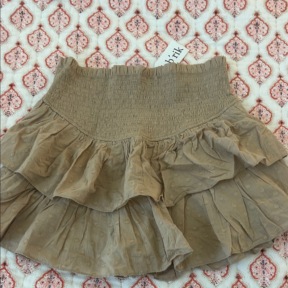 Tan Ruffled Mini Skirt from Fabrik